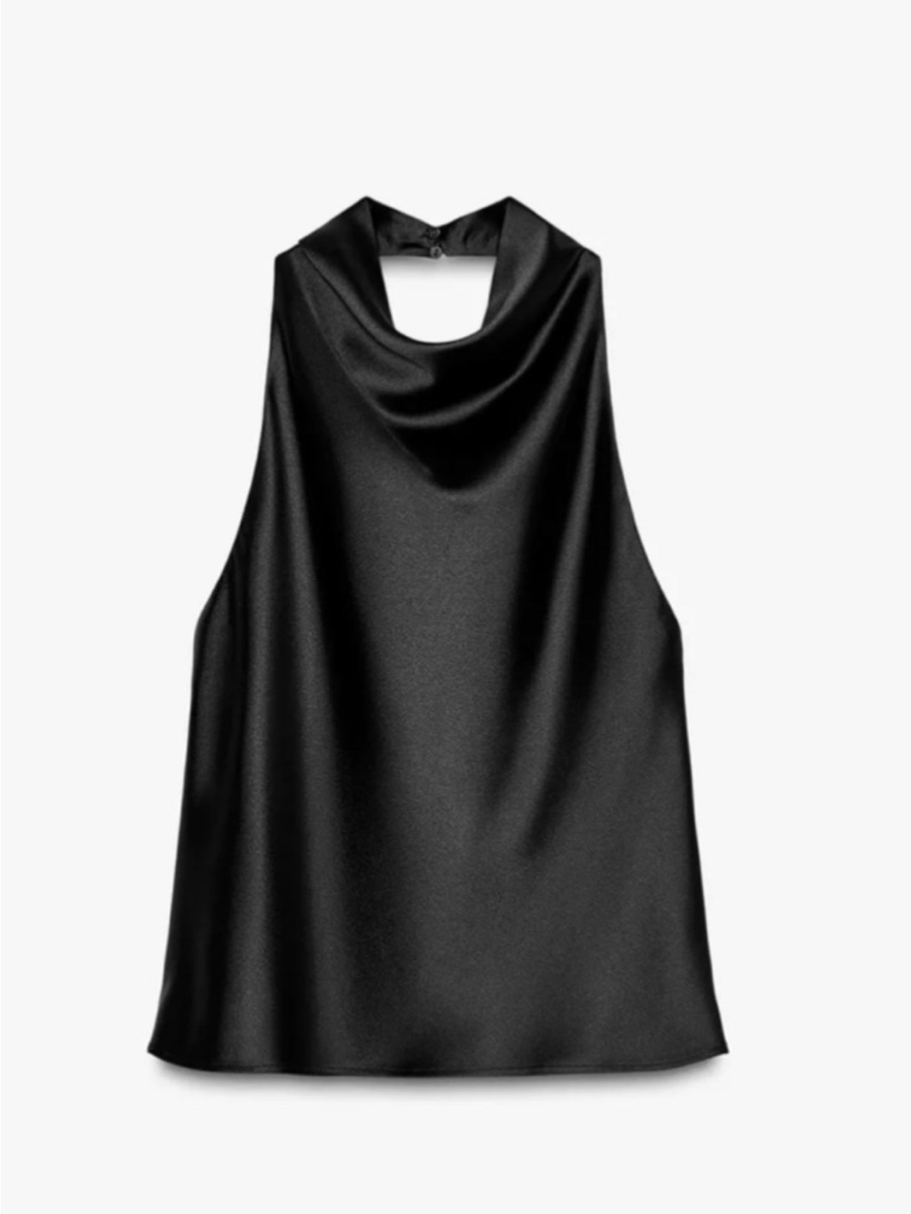 Zara Black Satin Halter Top
